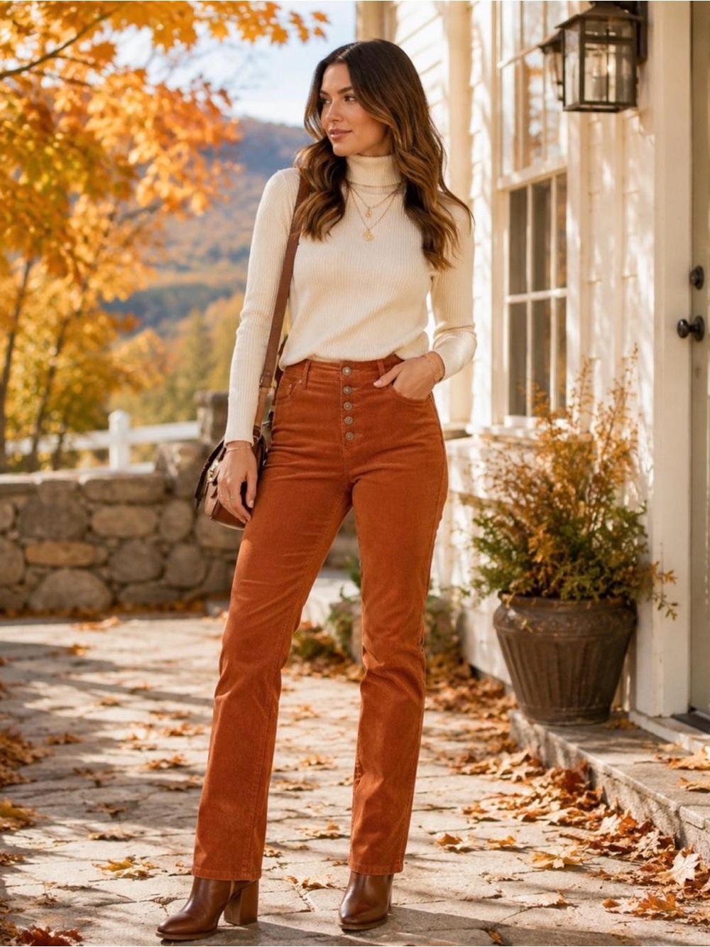 CAbi 3927 Skinny Corduroy Pants Womens 10 Rust Orange Button Fly Stretch